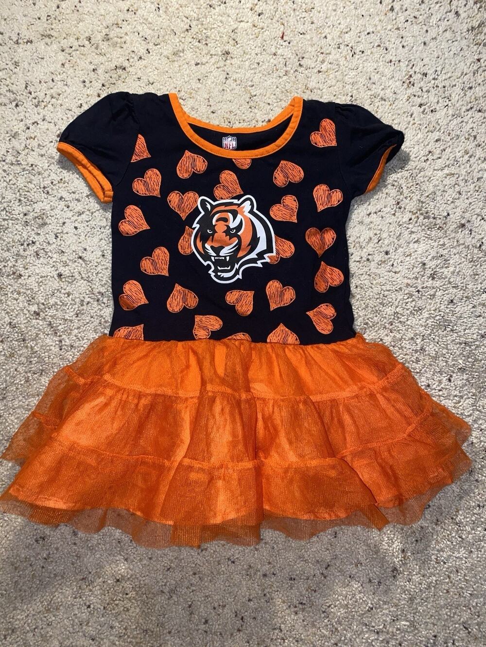 Cincinnati Bengals NFL Girls Tutu Dress 3T Orange Black Hearts Football Cheer